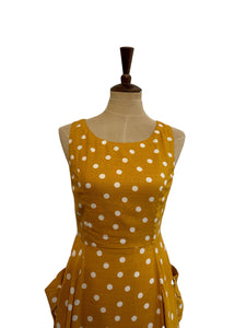 Chita Mustard & Cream Polka Dot Linen Dress