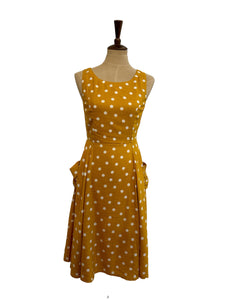 Chita Mustard & Cream Polka Dot Linen Dress