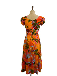 Astrid Green & Orange Tropical Floral Dress