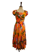 Load image into Gallery viewer, Astrid Green &amp; Orange Tropical Floral Dress