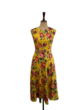 Load image into Gallery viewer, Primrose Mustard &amp; Fuschia Linen Floral Dress