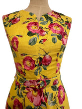 Load image into Gallery viewer, Primrose Mustard &amp; Fuschia Linen Floral Dress