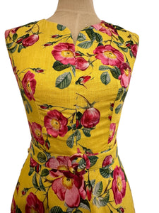 Primrose Mustard & Fuschia Linen Floral Dress