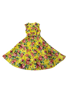 Primrose Mustard & Fuschia Linen Floral Dress