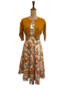 Tuscan Orange Floral Linen Dress