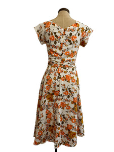 Tuscan Orange Floral Linen Dress