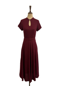 Sakura Burgundy Linen Dress