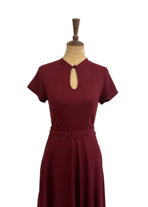 Sakura Burgundy Linen Dress