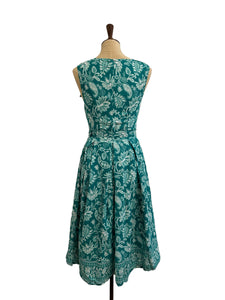 Green Paisley Floral Linen Dress