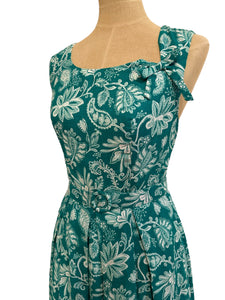 Green Paisley Floral Linen Dress