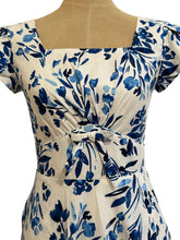 Load image into Gallery viewer, Astrid Navy &amp; Cream Tulip Linen Dress