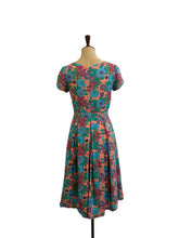 Load image into Gallery viewer, Laura Turquoise &amp; Pink Linen Floral Dress