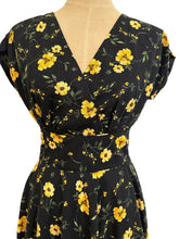 Load image into Gallery viewer, Viola Black &amp; Mustard Linen Floral Dress