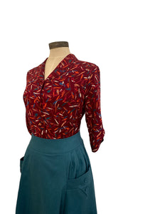 Piper Burgundy Abstract Blouse