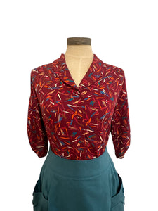 Piper Burgundy Abstract Blouse