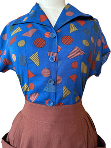 Tessie Blue Retro Blouse