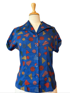 Tessie Blue Retro Blouse