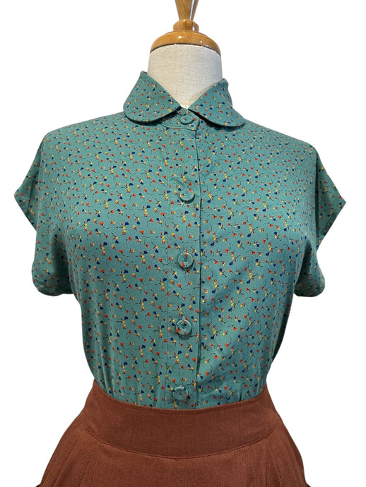 Minki Turquoise Petite Floral Blouse
