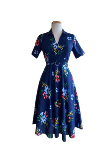 Ally Navy Denim Floral Dress