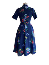 Load image into Gallery viewer, Ally Navy Denim Floral Dress