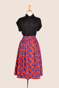 Roxy Red & Cobalt Floral Linen Skirt