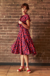 Sabe Navy & Red Dandelion Dress