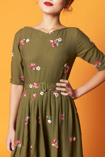 Load image into Gallery viewer, Serenity Green Embroidery Dress