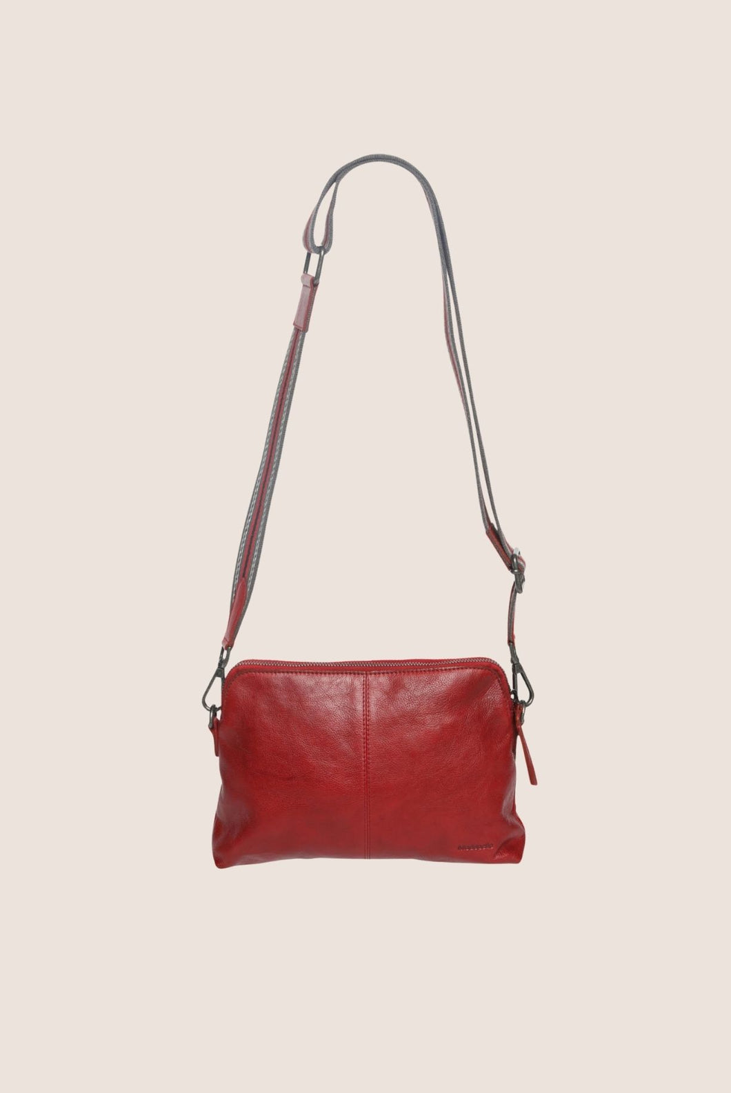 Soft Cow Leather Double Zip Comp Bag - Scarlet