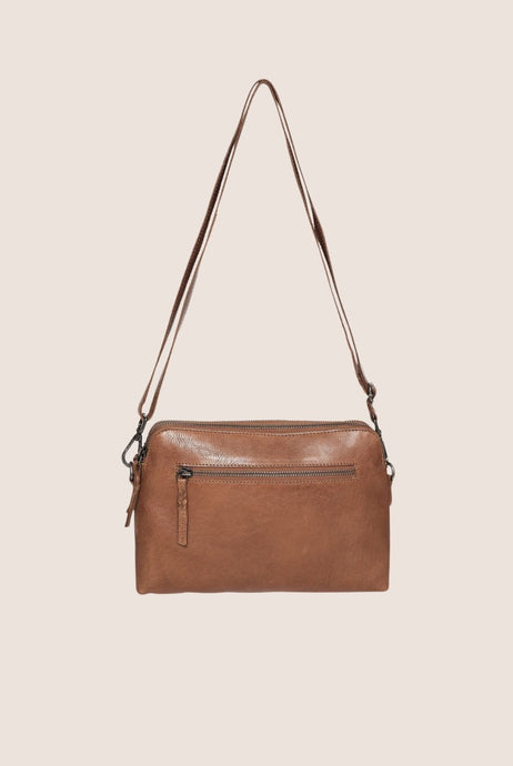 Soft Cow Leather Double Zip Comp Bag - Tan