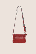Load image into Gallery viewer, Soft Cow Leather Multi Zip Comp Cross Body Bag - Scarlet