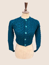 Load image into Gallery viewer, Teal Green Round Neck Cardigan