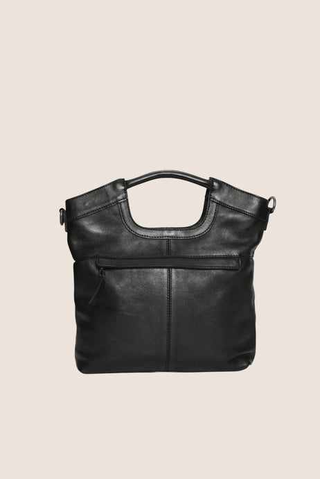 Vintage Leather Cross Body Hand Bag - Black