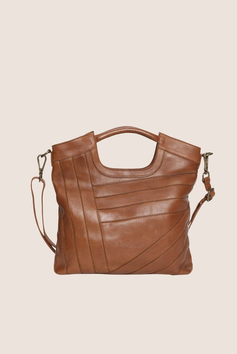 Vintage Leather Cross Body Hand Bag - Tan