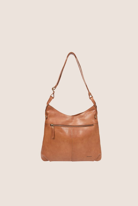 Vintage Leather Large Cross Body Bag - Tan