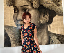 Load image into Gallery viewer, Tuscan Navy &amp; Peonies Floral Dress