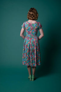 Laura Turquoise & Pink Linen Floral Dress