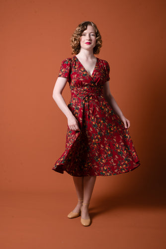 Fiorella Red & Mustard Floral Dress