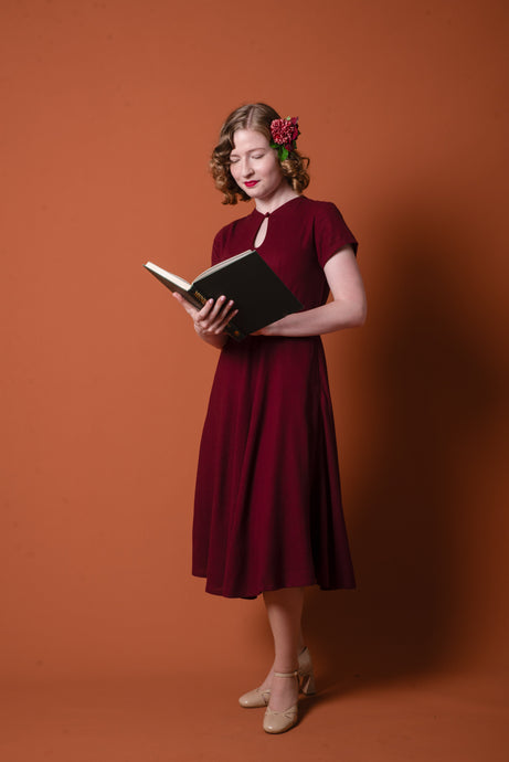 Sakura Burgundy Linen Dress