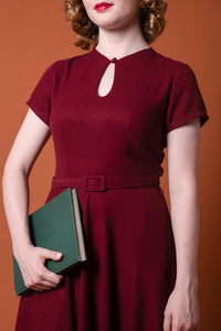 Sakura Burgundy Linen Dress