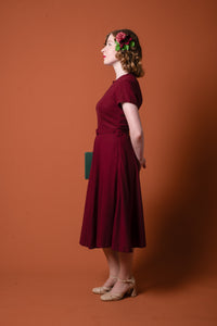 Sakura Burgundy Linen Dress