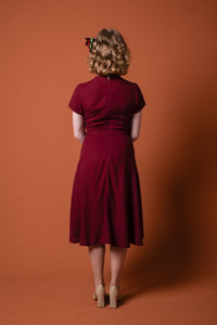 Sakura Burgundy Linen Dress