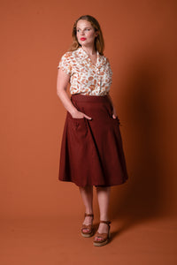 Gigi Brown Linen Skirt