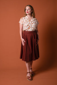 Fabulous Brown Floral Linen Blouse