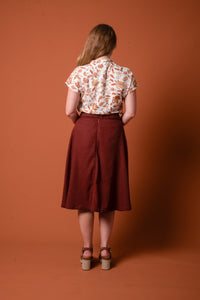 Fabulous Brown Floral Linen Blouse