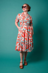 Philippa Orange & Blue Tropical Dress