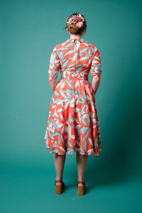 Philippa Orange & Blue Tropical Dress