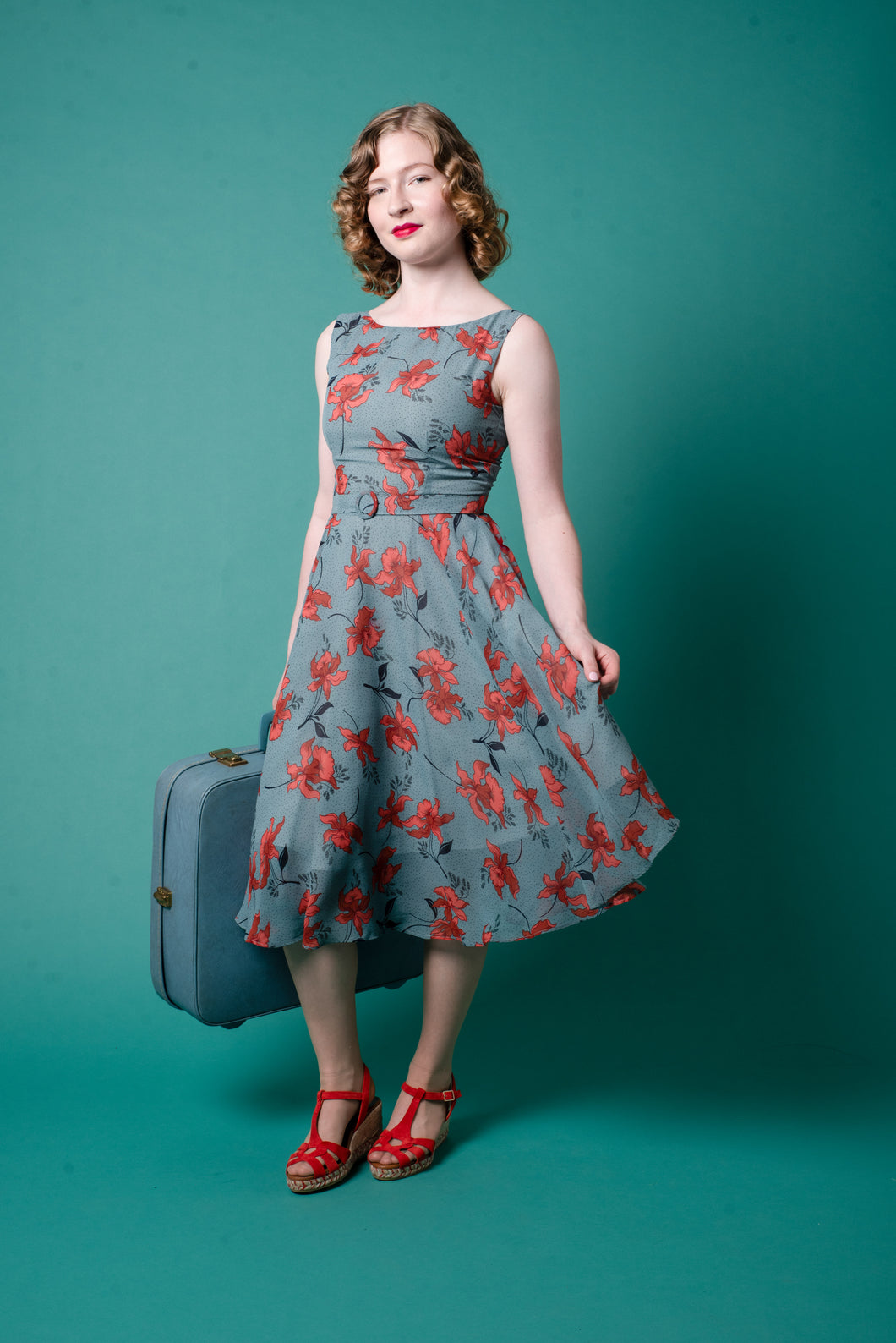 Maeve Green & Burgundy Floral Dress Elise Design Maeve Green & Burgundy Floral Dress Elise Design