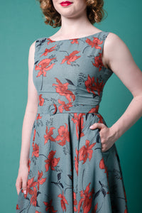 Maeve Green & Burgundy Floral Dress