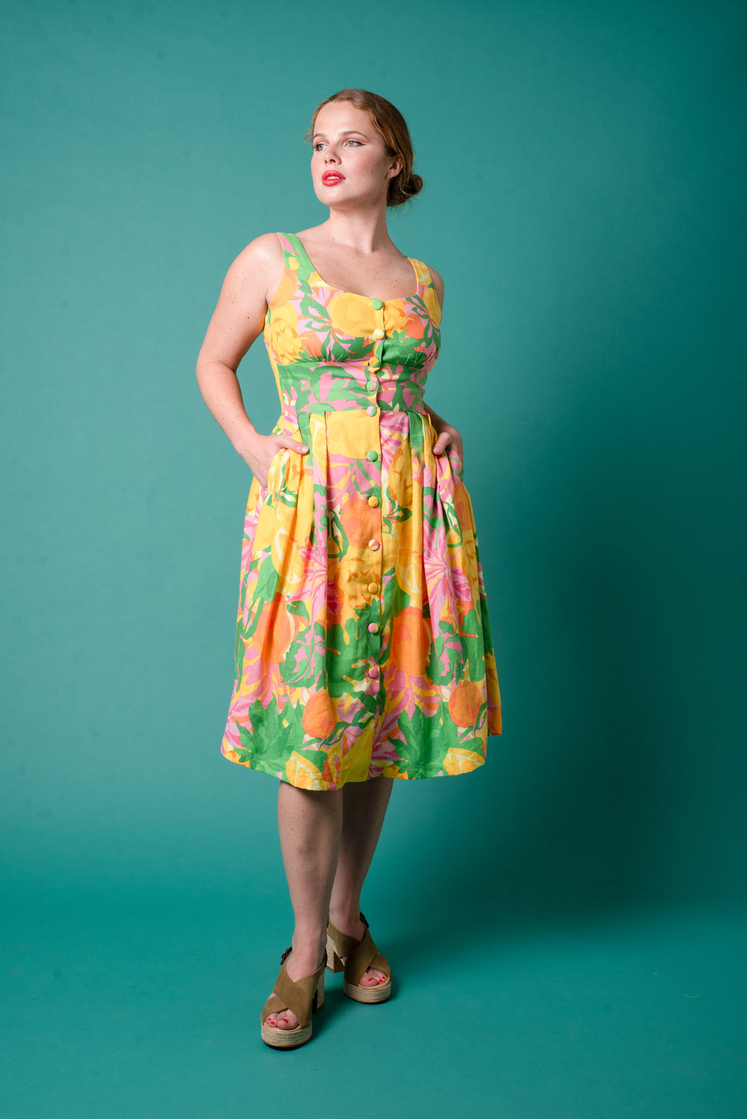 Iva Multi Color Linen Dress