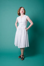 Load image into Gallery viewer, Charlotte Cream &amp; Navy Flamingo Dress